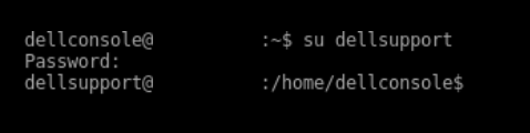 L'immagine mostra la shell che richiede la password dell'account dellsupport.