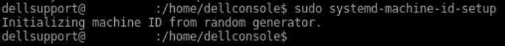 L'immagine illustra il comando sudo systemd-machine-id-setup in Shell.