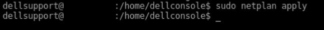 画像は、シェルでのsudo netplan applyコマンドを示しています。