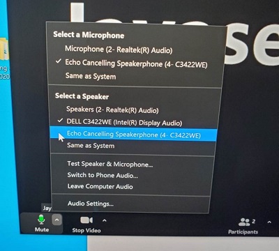 選取了錯誤的音訊 (Dell C3422WE Intel audio)