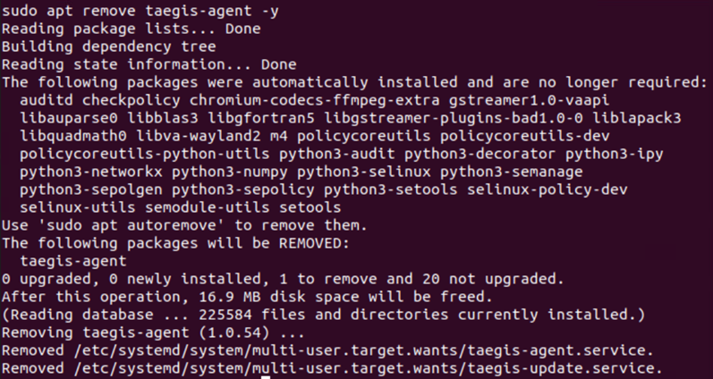 Uninstall command in Terminal for Ubuntu