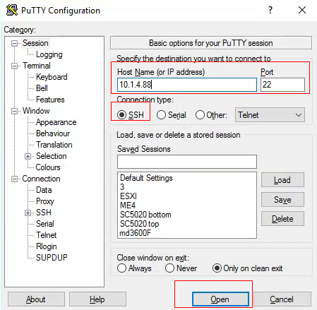 Putty ssh界面示意图