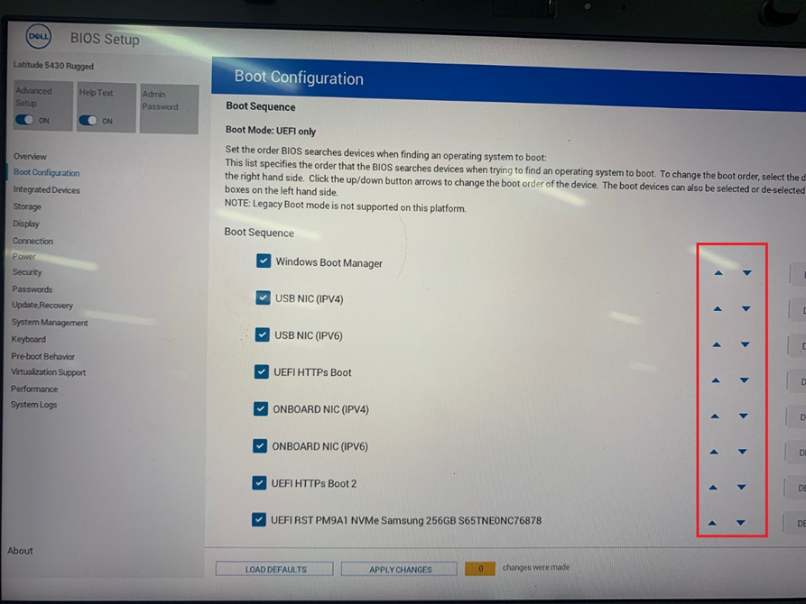 BIOS-Startkonfiguration Startreihenfolge