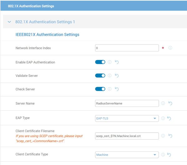 802.1X Authentication Settings