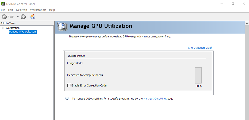 “管理 GPU 利用率”菜单