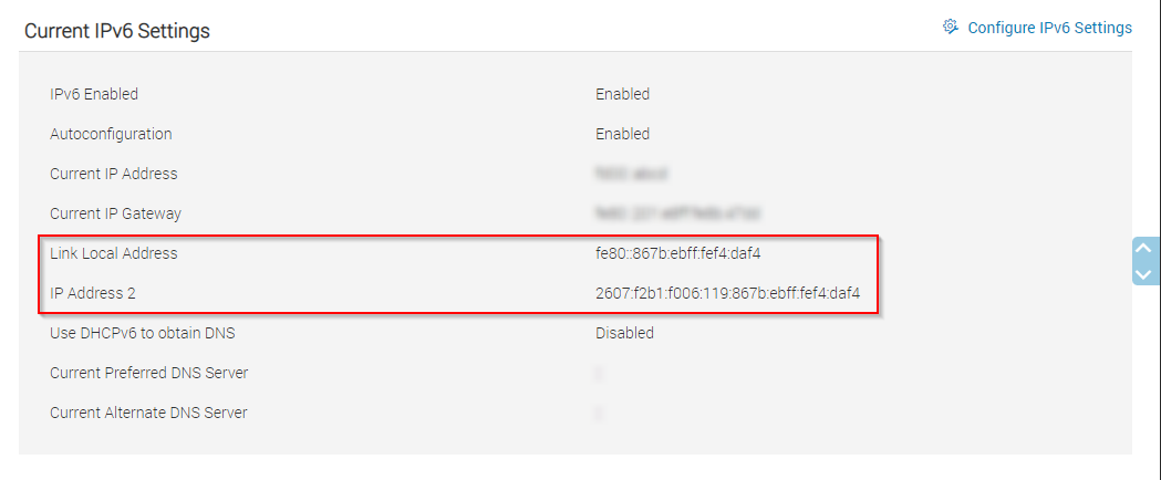 iDRAC9 UI > iDRAC Settings > Current IPv6 Settings (pre-change)