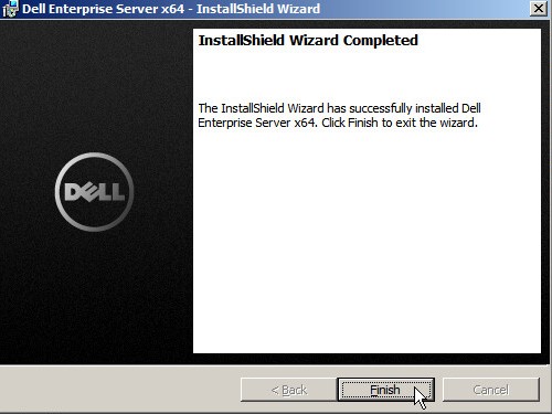 Skærmbilledet Dell Data Protection Enterprise Edition Server InstallShield Fuldført