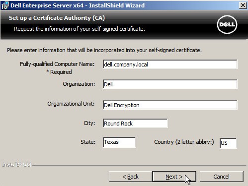 Processo de certificado autoassinado