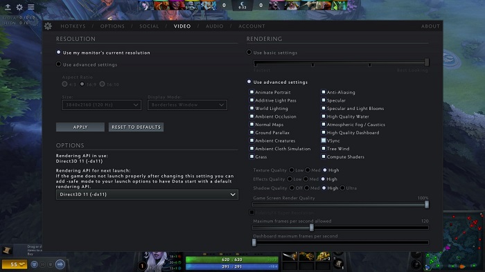 Defence of the Ancients 2 Options Screenshot