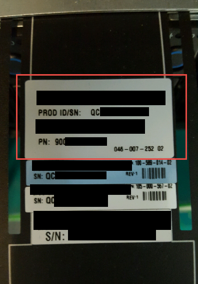 Immagine del codice PSNT fisico da un nodo