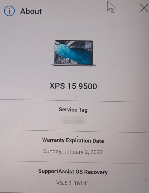 Exempelversion av SupportAssist OS Recovery