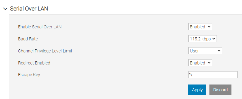 Configurações > do iDRAC Conectividade > Serial Over LAN.