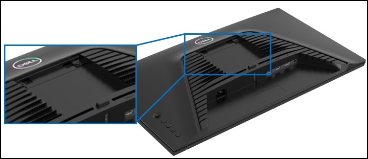 VESA-Position auf der Rückseite des Dell Gaming-Monitors