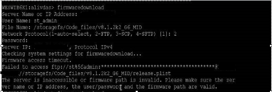 Capture d’écran du serveur inaccessible ou erreur « chemin du firmware non valide » 