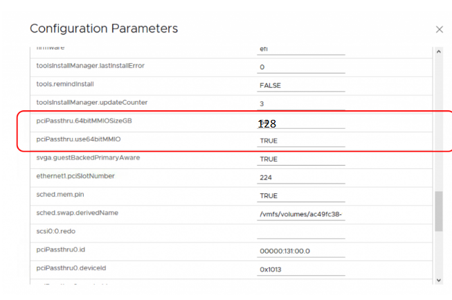 Página Configuration Parameters Edit