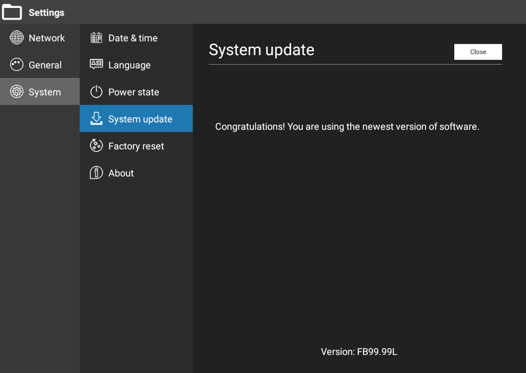 Comprobar la versión de actualización
