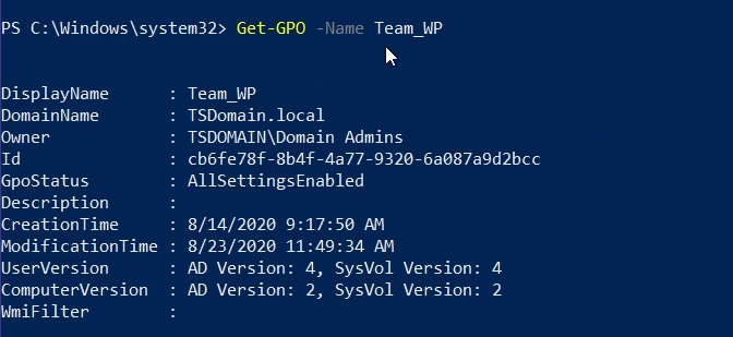 Get-GPO, belirli bir GPO için genel bilgileri döndürmek için kullanılabilir.