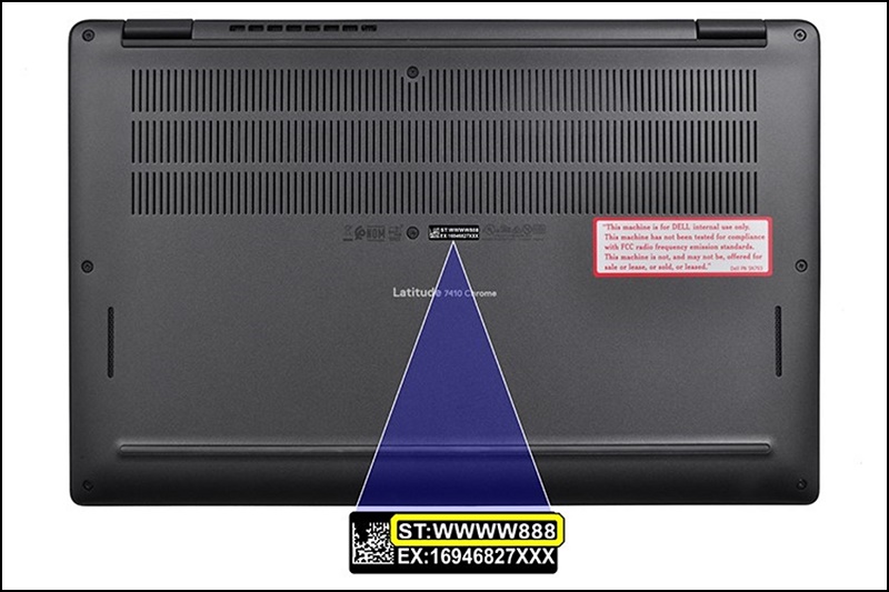 Spodní strana počítače Dell Latitude Chromebook