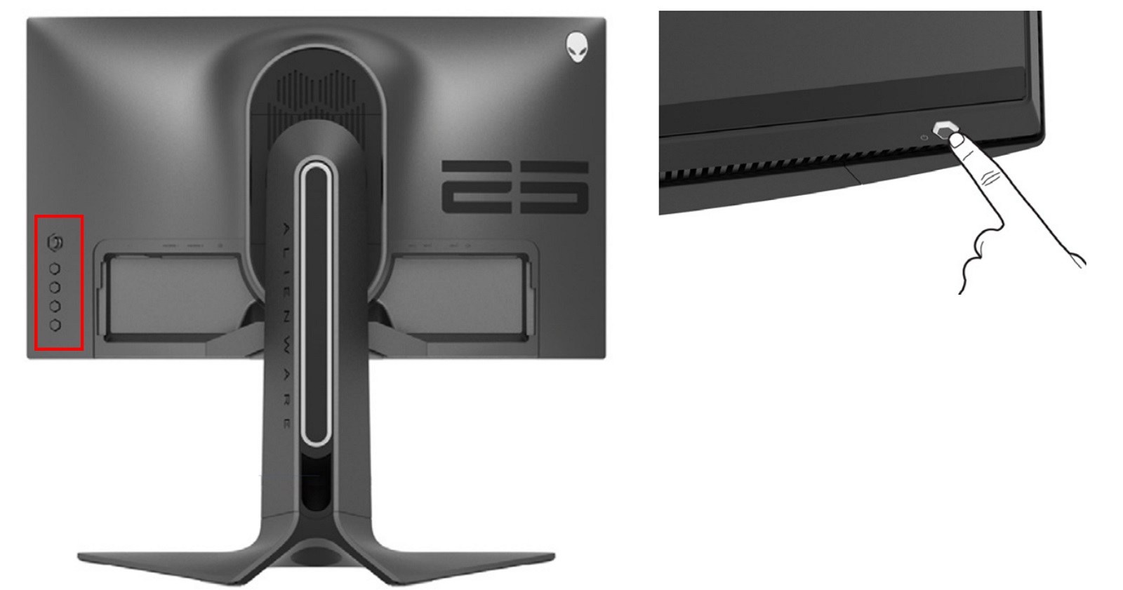 AW2521H OSD-tangent och strömbrytare