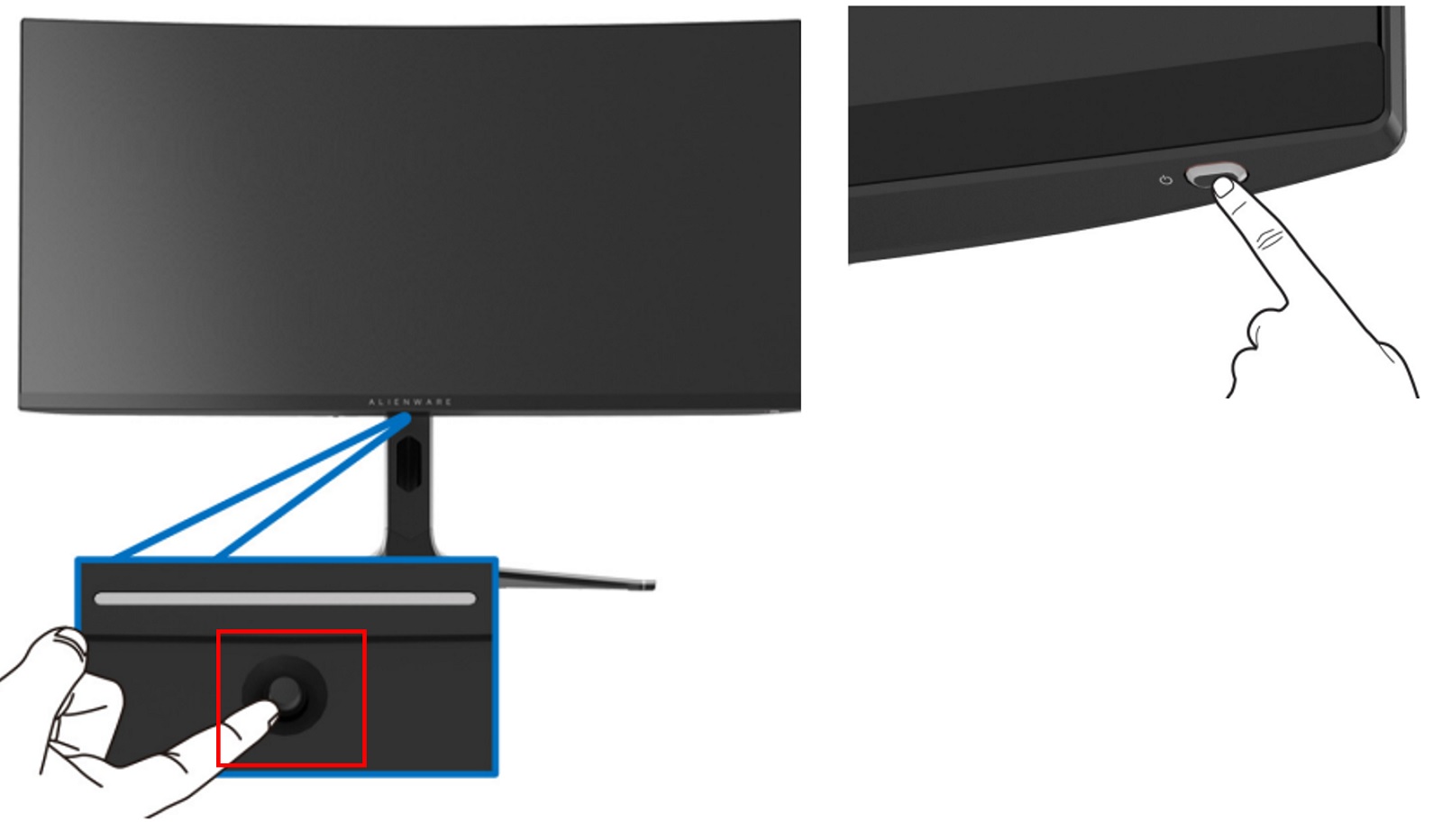 AW3423DW OSD-tangent och strömbrytare