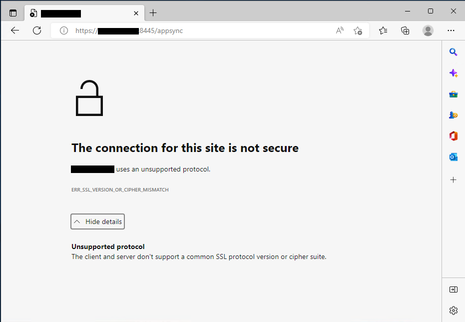 Přístup k serveru AppSync 4.5 v japonském systému Windows Server 2019 z anglického systému Windows Server 2019 přes síť