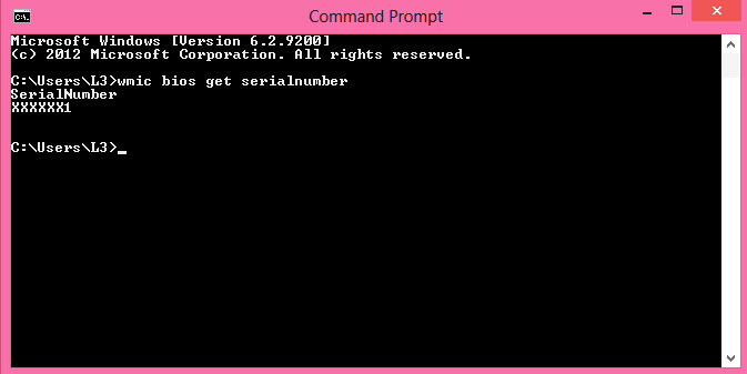 Windows CMD 提示符 - wmic bios get serialnumber