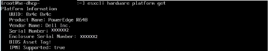 VMware Esxi — CLI 提示符 — esxcli 硬件平台获取