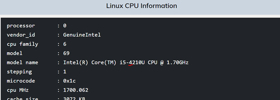 Example Intel processor in Linux