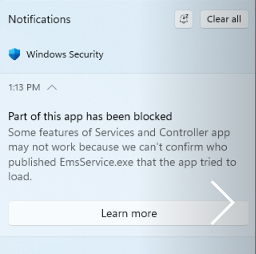 EmsService.exe bloqueado