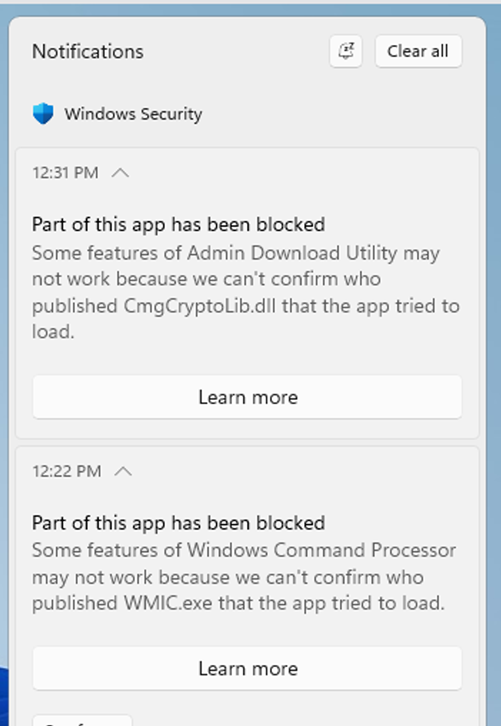 Herramientas de administración bloqueadas