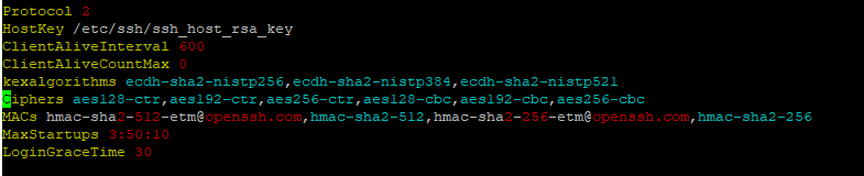 vi se utiliza para editar el parámetro de configuración de cifrados