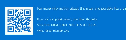 Ovladač BSOD irql ne menší nebo rovno