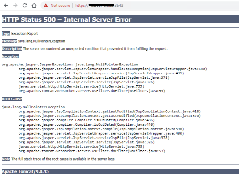 “HTTP Status 500 - Internal Server Error”(HTTP 状态 500 - 内部服务器错误)