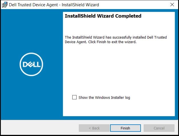 Dell Trusted Device InstallShield Sihirbazı Tamamlandı