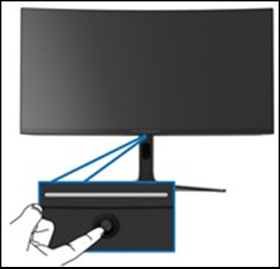 Alienware 遊戲專用顯示器後方操縱桿