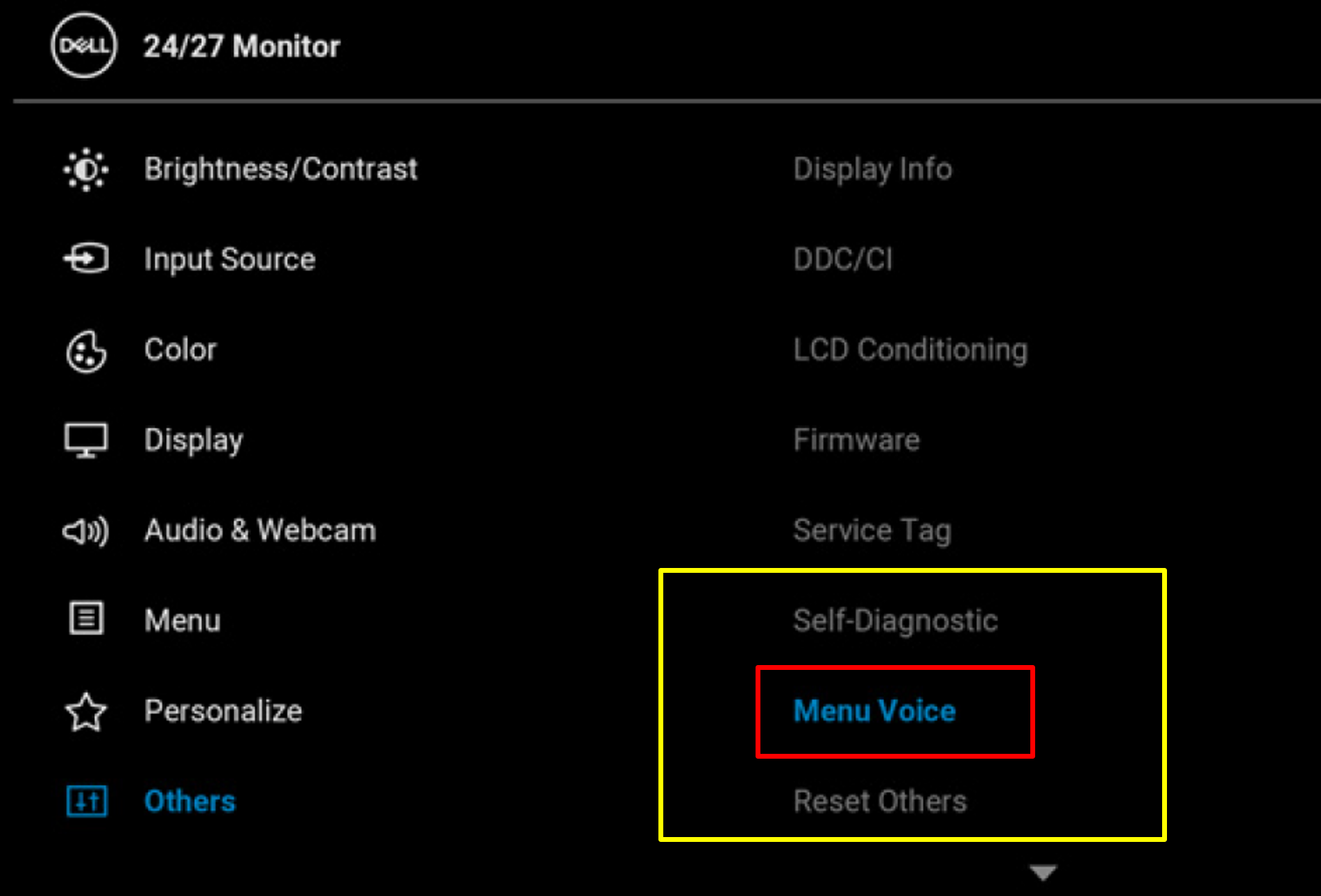 Monitor met Menu Voice-functie