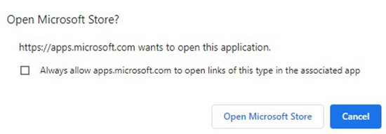 Haga clic en Abrir Microsoft Store