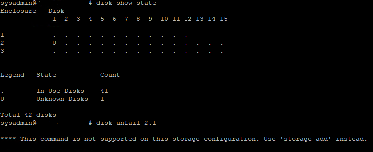 Data Domain CLI - Disk Show State, Disk Unfail