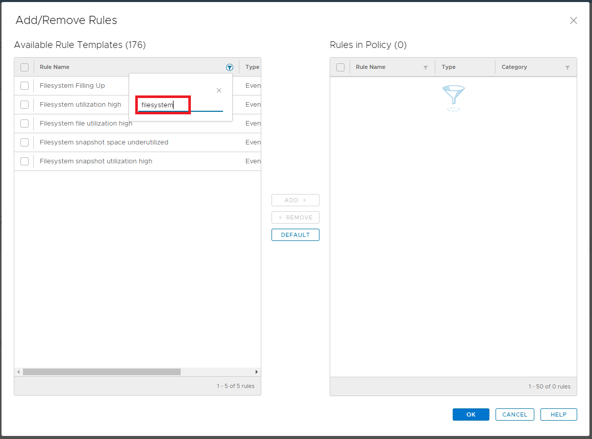 File System in Add/Remove Rules