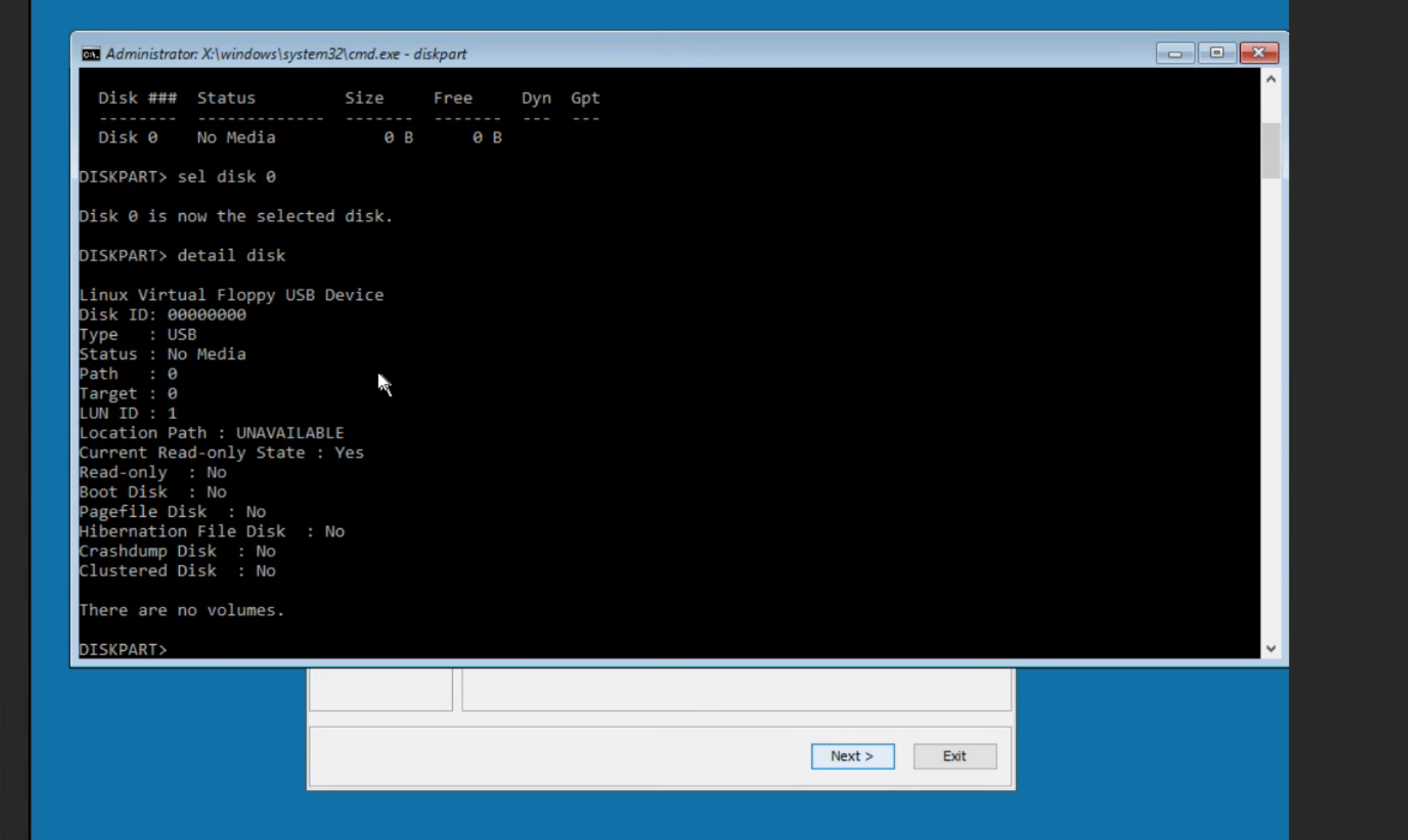 command output