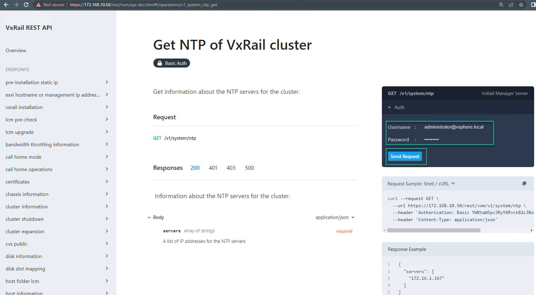 Consultar el NTP desde la API REST