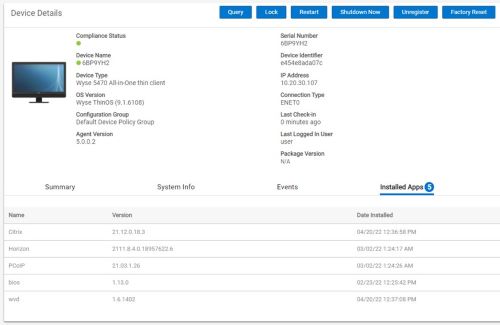 Wyse 5470 installerade programinventering i WMS