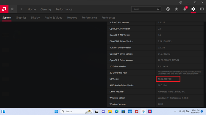 Le logiciel AMD Radeon s’ouvre