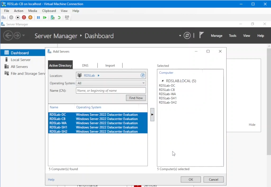 Fügen Sie Bereitstellungsserver zum Server-Manager-Dashboard hinzu.