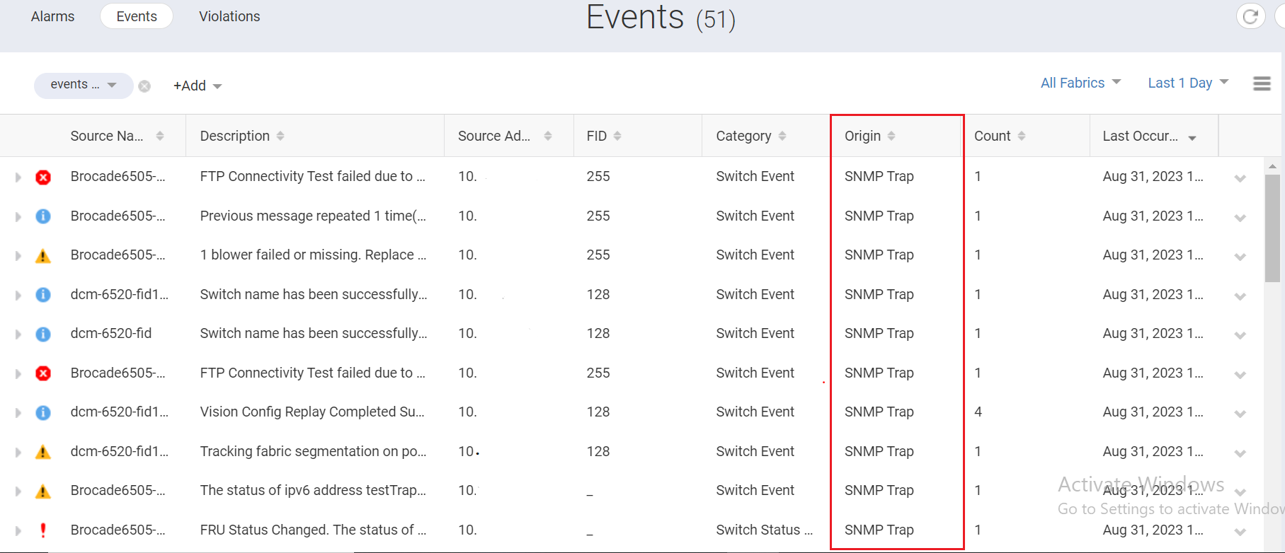 Events section