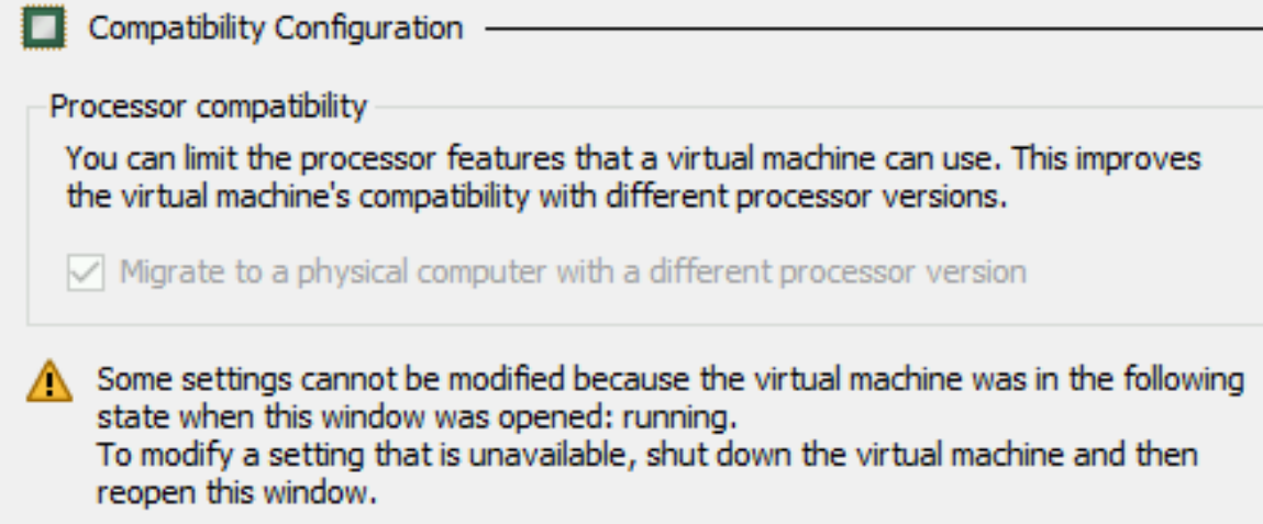 Configuración de compatibilidad del procesador