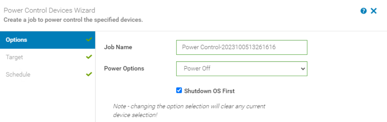 Power Control Devices Wizard Graceful Shutdown Action