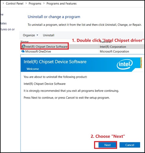 Oprogramowanie urządzenia chipsetu Intel, Next