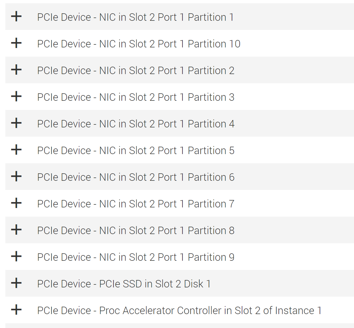 iDRAC GUI showing multiple partitions