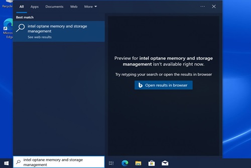 Не удается найти память Intel Optane и средство управления хранилищем